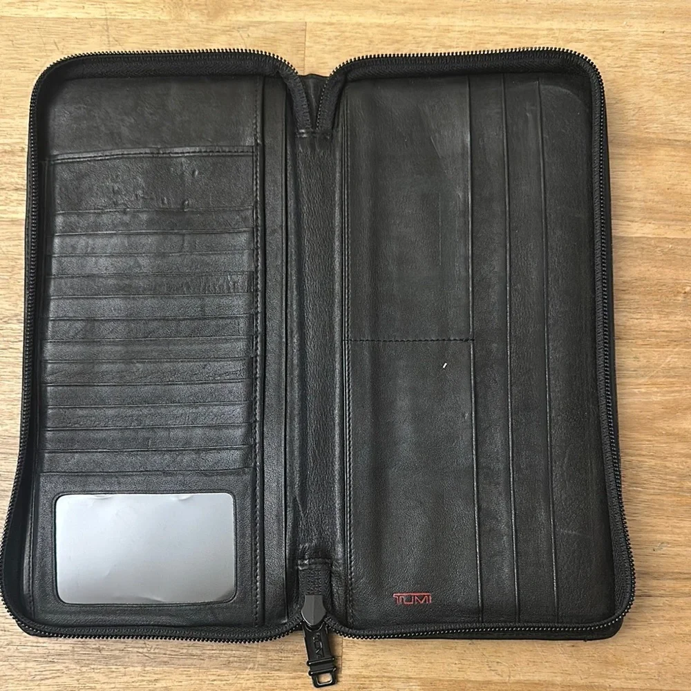TUMI leather travel wallet